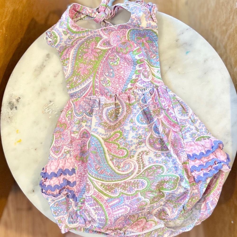 24m Southern Sunshine Kids Bubble Romper Boutique Paisley Sunsuit